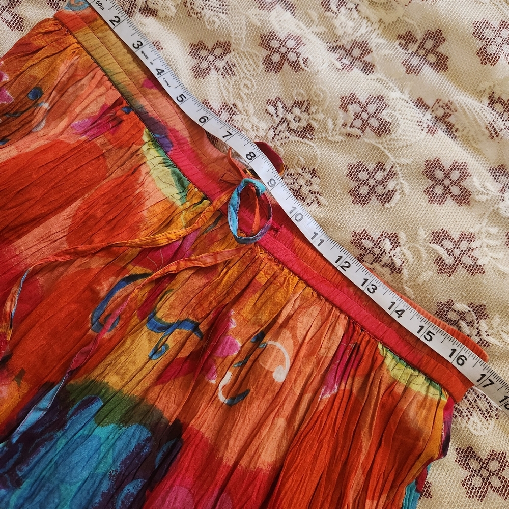 Vintage India Cotton Tiered Broomstick Skirt Abst… - image 7